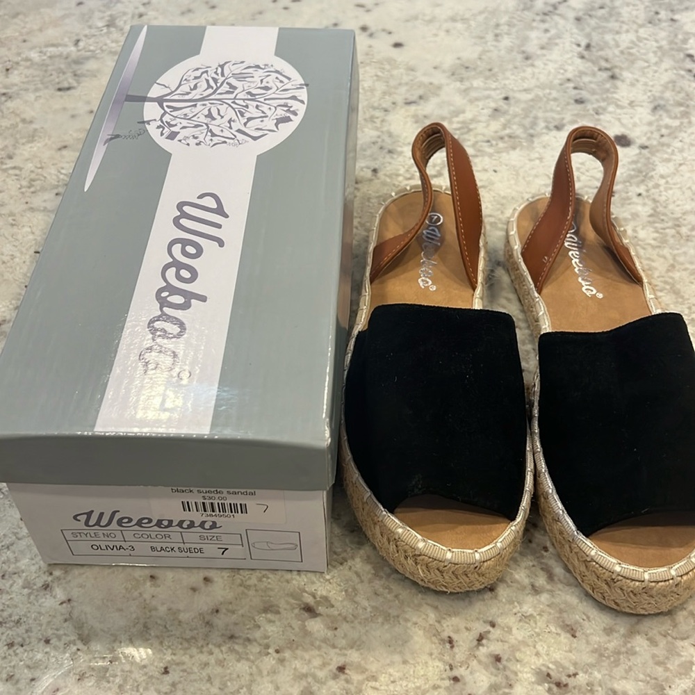 New!  Black/Tan Suede Sandal